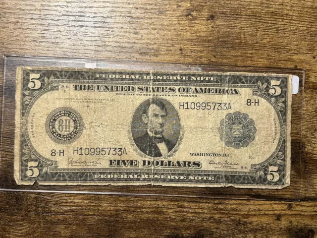 1914 $5 Federal Reserve Bank Note, St. Louis — Circulated