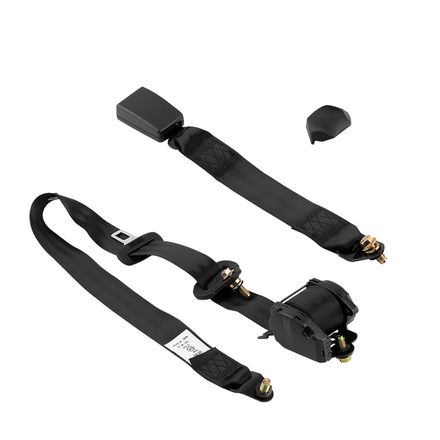 Universal 3 Point Retractable Car Seat Belt Adjustable Safety Belt Strap Black