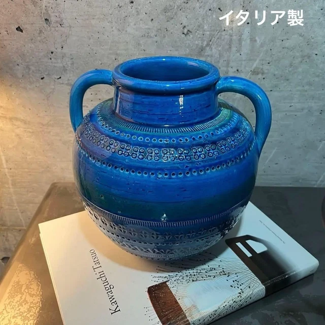 FLAVIA BITOSSI RIMINI Blue Flower Vase 16cm Italy Handcrafted