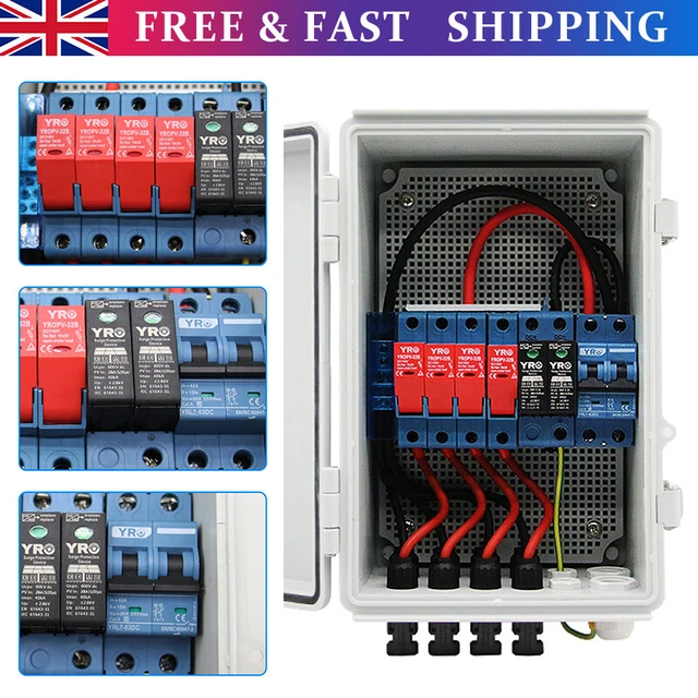 SOLAR PV COMBINER Box 15A Fuse Lightning Protection 4 Strings Circuit
