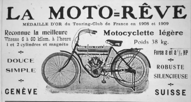 Publicité De Presse 1911 La Moto Rêve Motocyclette Légère