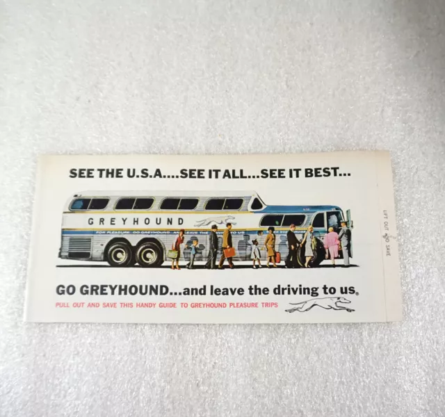 Go Greyhound Vintage Bus Ad Brochure 1960's Magazine Six Pages