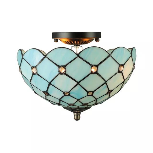 Tiffany Style Stained Glass Flush Mount Ceiling Light Chandelier Lamp Fixture