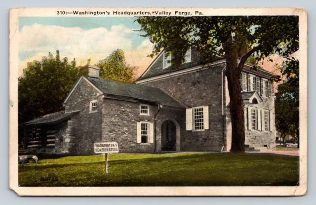 Vintage Postcard: Valley Forge Pennsylvania PA Washington's Headquarters, Red 2c