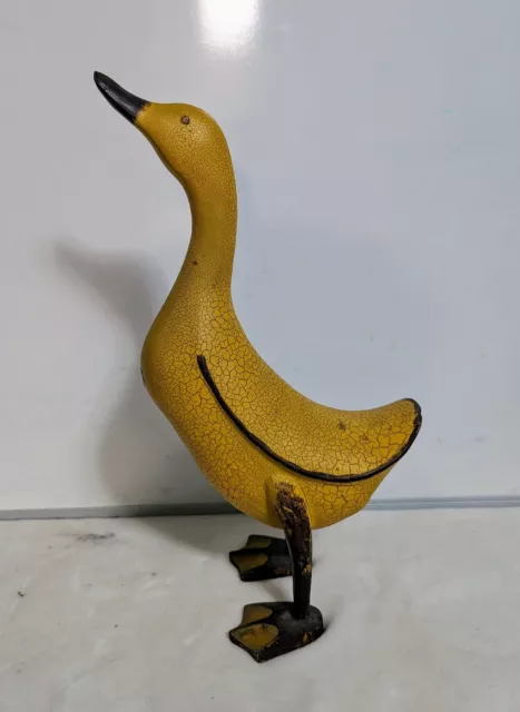 Beautifully Carved Wooden Duck Figurine Yellow  Unbranded 14"