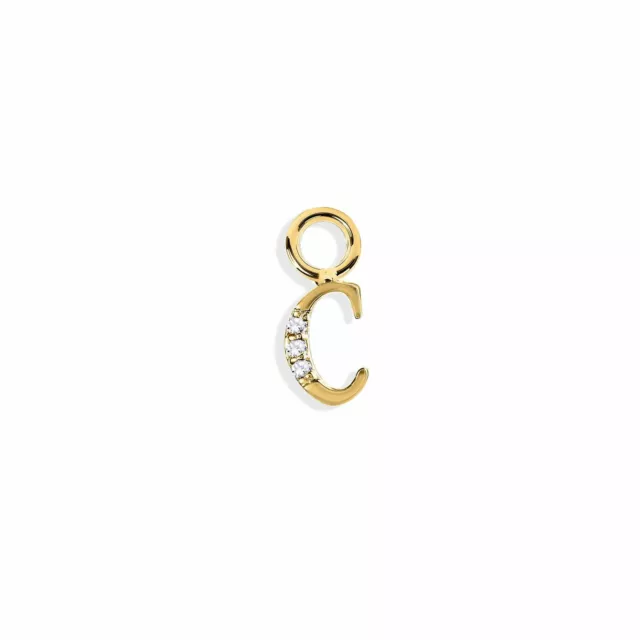 14K Solid Yellow Gold Initial/Letter "C" Charm/Pendant