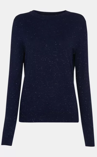 Whistles Annie Sparkle Woman’s Size 6 Navy Crew Neck Long Sleeve Sweater