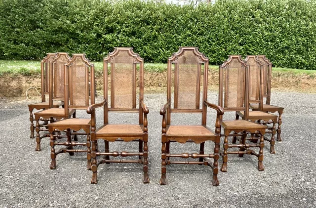 Antique Regency Dining Chairs Set Of 8 Cane Back - Stunning!