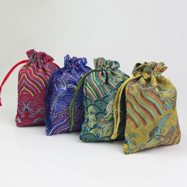 5 pz borsa in tela organizer gioielli cordino sacchetto portaorecchini organizzatore