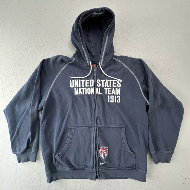 VINTAGE USA Soccer Hoodie Mens Large Blue Nike United States National Team