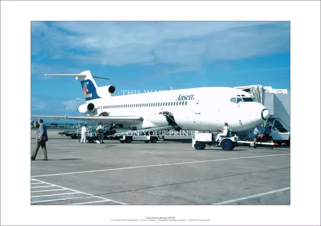 Ansett Airlines Boeing 727-277 A3 Art Print – 1980s livery – 42 x 29 cm Poster