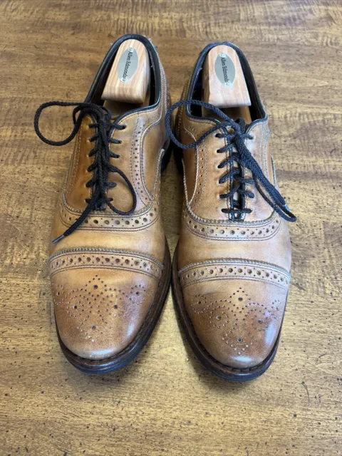 Allen Edmonds Strand Mens Leather Cap-Toe Oxfords 9D - Walnut Brown Dress Shoes