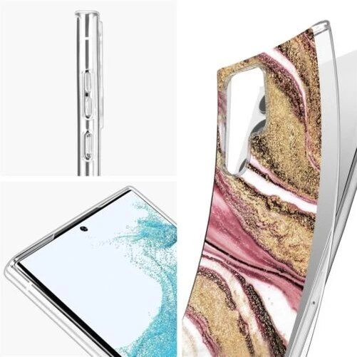 Coque pour Samsung Galaxy S22 Ultra Étui Marbre Téléphone Portable en Silicone 6