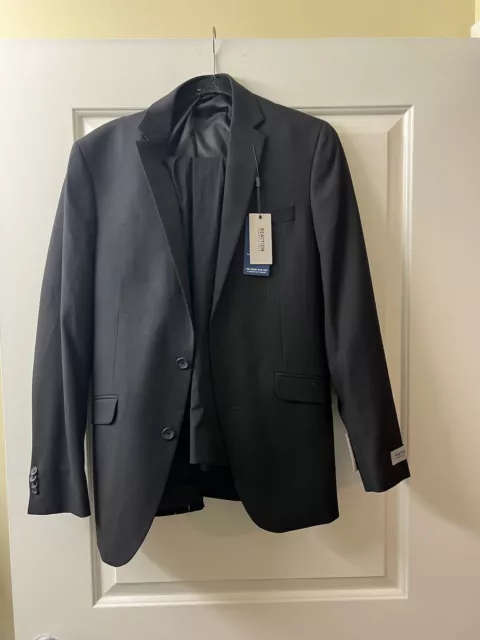 NEW Kenneth Cole Reaction Mens Ready Flex Slim-Fit Suit Blac Jacket 38R Pant 31W