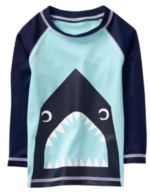 NWT Gymboree SPRING VACATION Boys Blue Shark Swim Shop Rash Guard Shirt 18-24 M