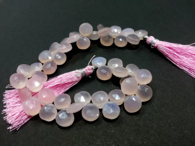 1 Strand Natural Rose Quartz Chalcedony Heart Faceted 7-8mm Loose Beads 7"inch