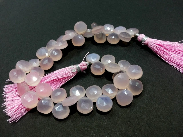 1 Strand Natural Rose Quartz Chalcedony Heart Faceted 7-8mm Loose Beads 7"inch