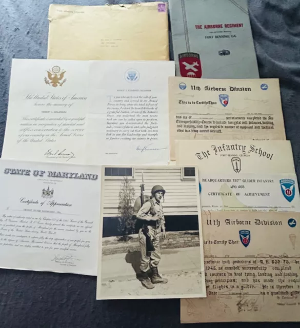White House letters JFK/Harry Truman signed & 1947 Airborne Ranger paperwork lot