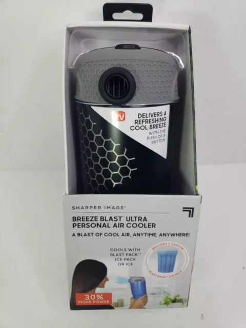 Sharper Image Breeze Blast Personal Air Cooler USB With Ice Pack Black and Gray