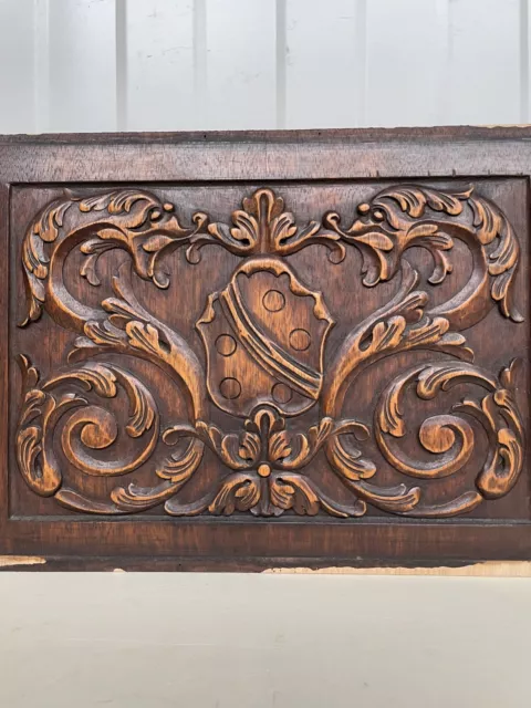 Beautiful Neo Renaissance carved panel in wood with Dragons  (1)