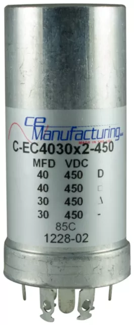 CE Manufacturing Multisection Mallory FP Can Capacitor, 40/40/30/30µf @ 450VDC