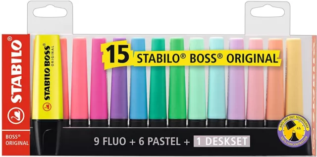 Lot 15 + 8 surligneurs Stabilo Boss Original Pastel Fluo