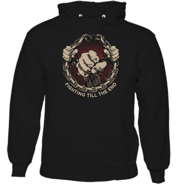 Fighting Mens Funny Gym Hoodie Training Top Bodybuilding Weightlifting MMA UFC