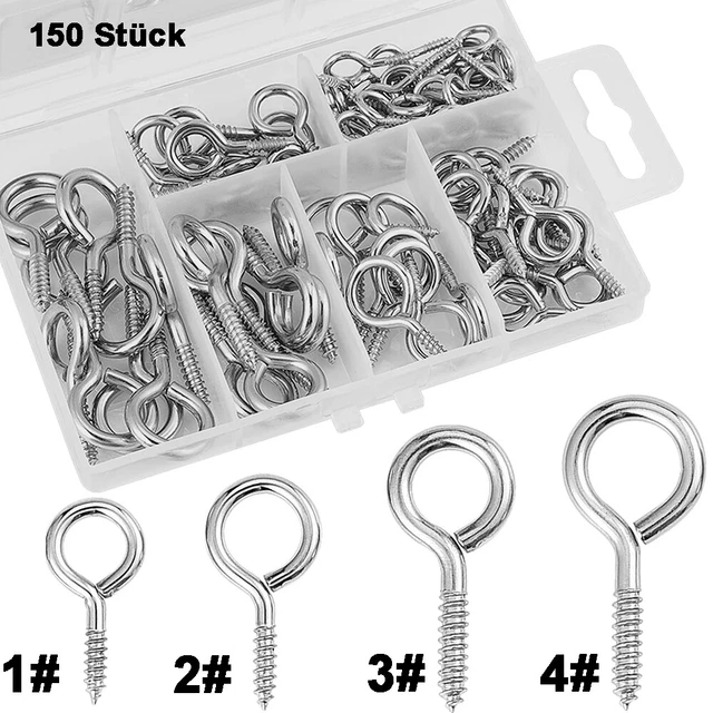 600 Stück Ösenschrauben Edelstahl - 8/10/12mm Ringschrauben Für DIY & Handwerk