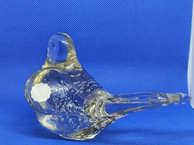 Vintage Art Glass Bird/ Dove Figurine Paperweight Controlled Bubbles Hand Blown