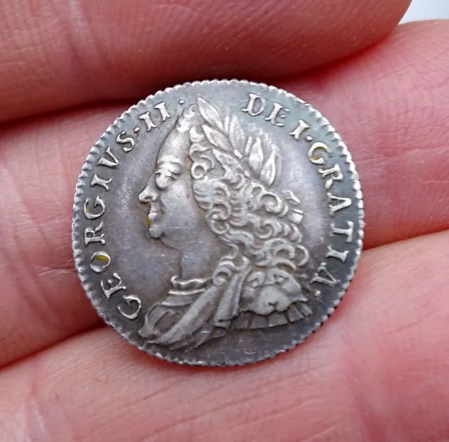 Lovely Example GEORGE II  1758 Silver SIXPENCE 6d HIGH Grade 3