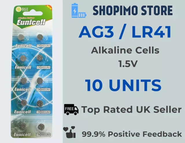 PoundMax AG3 LR41 Batteries 1.5v Alkaline Button Cell Battery - 10 Count