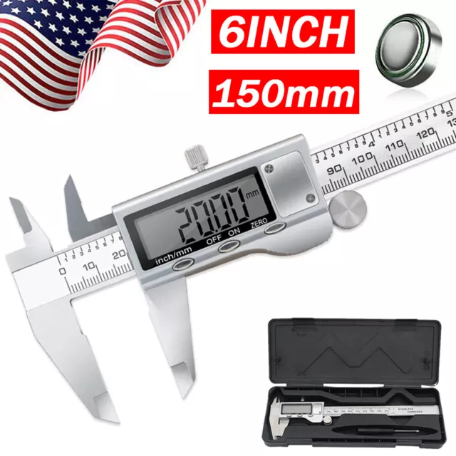 Digital Caliper Micrometer LCD Gauge Vernier Electronic Measuring Tool 6" 150mm