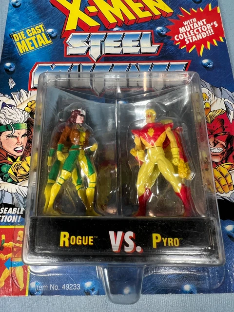1994 Toy Biz Marvel XMEN Steel Mutants Rogue vs Pyro Action Figures New