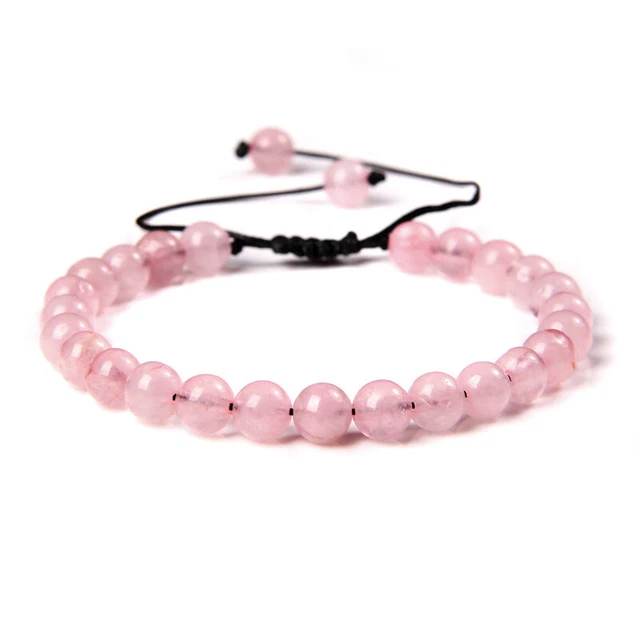 6mm Natural Healing Energy Stone Bead Bracelet Braided Rope Adjustable Handmade
