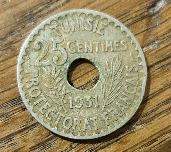 (#N0310) TUNISIE Pièce de 25 centimes 1931  KM#260 Nickel-bronze  4,71 grammes