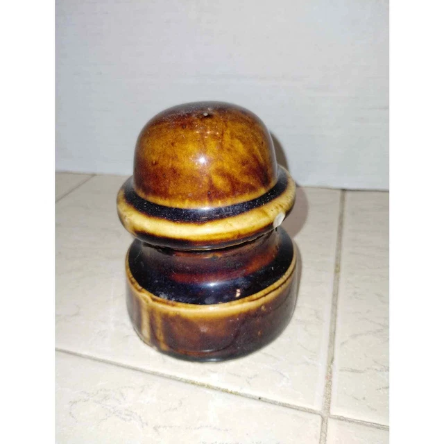 Ceramic Vintage Mushroom Cap Brown Screw Insulator 3 1/2"