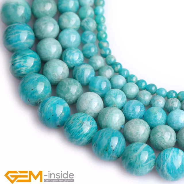 Natural Green Russian Amazonite Gemstone Round Loose Spacer Beads 15" 4mm-12mm
