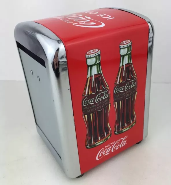 Retro Design 2012 Coca Cola Coke Diner Style Metal Napkin Dispenser Holder, VGC