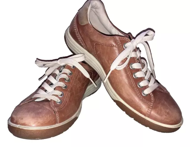 Ecco Chase II Tie Womens Tan Leather Lace Up Size 6.5 Sneaker Casual Shoes