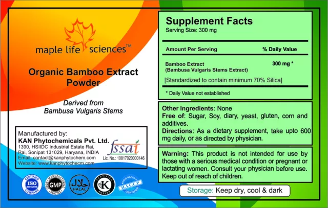 Bamboo Extract Powder 70% Organic Silica For Skin Hair & Nails Health 2