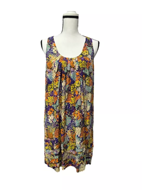 Ali Ro Silk Mini Dress Size 8 All Over Print Colorful Racerback Sleeveless