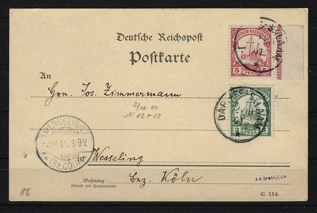 H669) DOA Deutsch-Ostafrika Kolonie GA Ganzsache Stempel DAR-ES-SALAAM