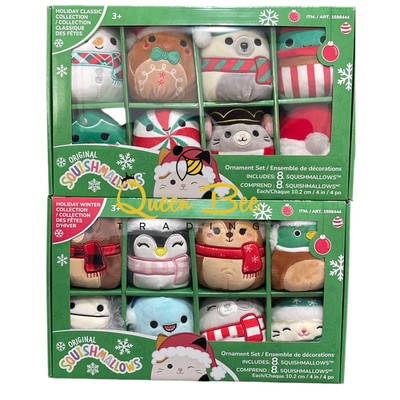 Beautycounter Christmas Sets 2022 SQUISHMALLOWS 4” 2022 Christmas Holiday Plush Ornament 8 in a Set 2PK