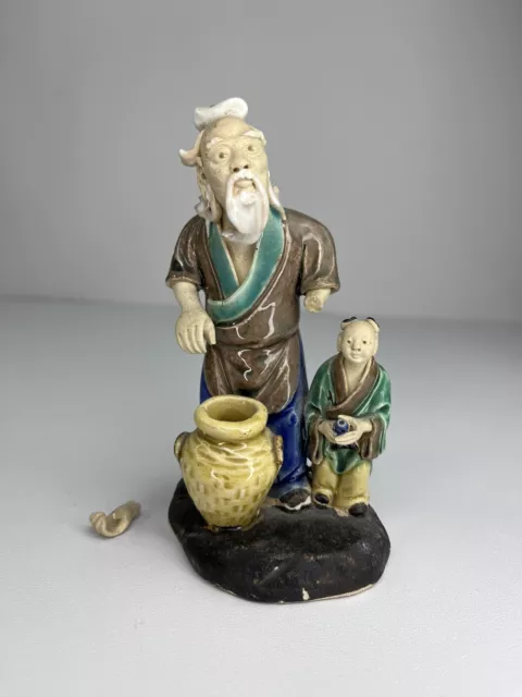 Antique Hand Made Chinese Shiwan Statue Glazed Stoneware Figure  Ceramic Pottery