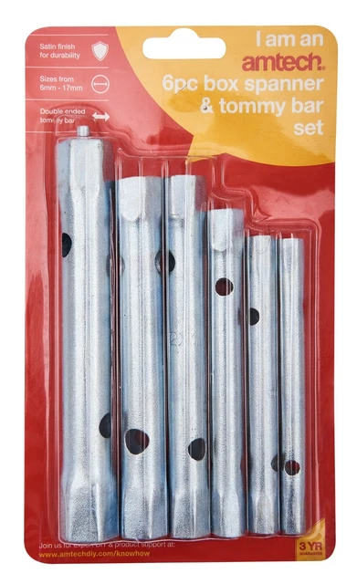 Neilsen 6pc Tubular Box Wrench Set – Long Tube Spanner, 6mm-17mm, Mechanic/Plumber