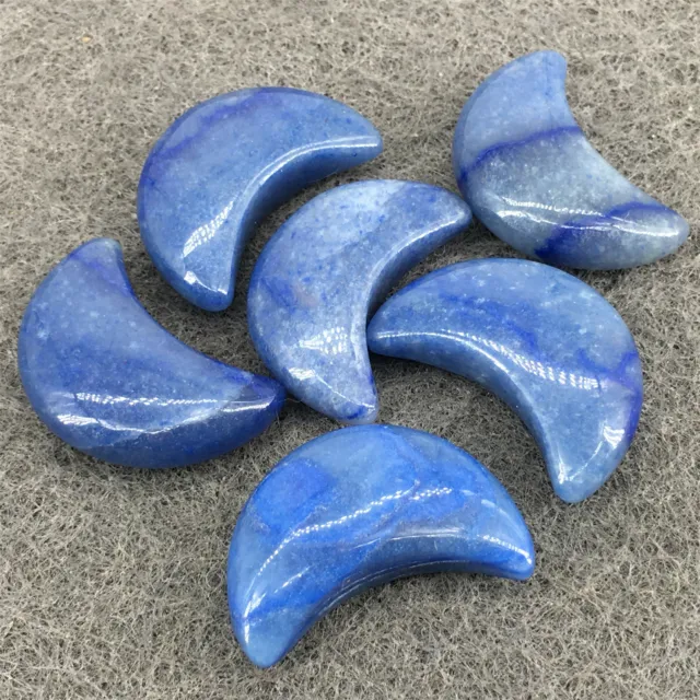 20pcs 25mm Natural Crystals Moon Blue Aventurine Stone Gemstone Reiki Healing