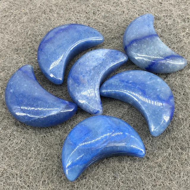 20pcs 25mm Natural Crystals Moon Blue Aventurine Stone Gemstone Reiki Healing
