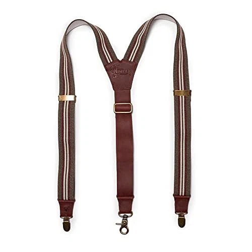 Suspenders Burgundy Oxblood Leather Flex Wide 1.36 inch | Wiseguy Original
