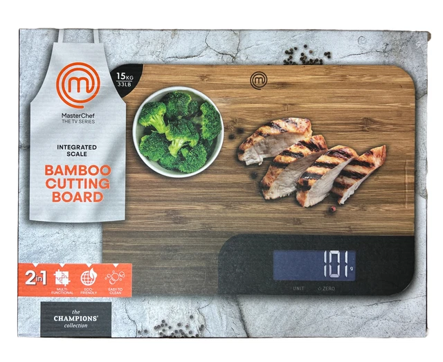 BAMBOO CUTTING BOARD w/ Integrated Scale MasterChef The Champions