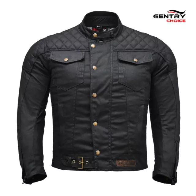 RIDERACT® Waxed Cotton Motorcycle Jacket Men Waterproof Motorbike Jacket Stellar